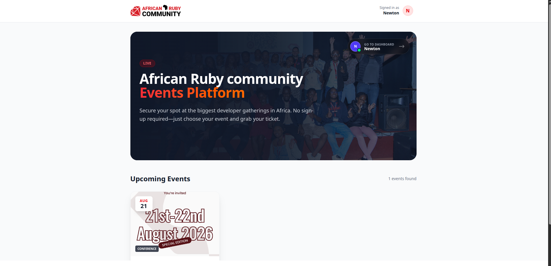 African Ruby Community Events Platform